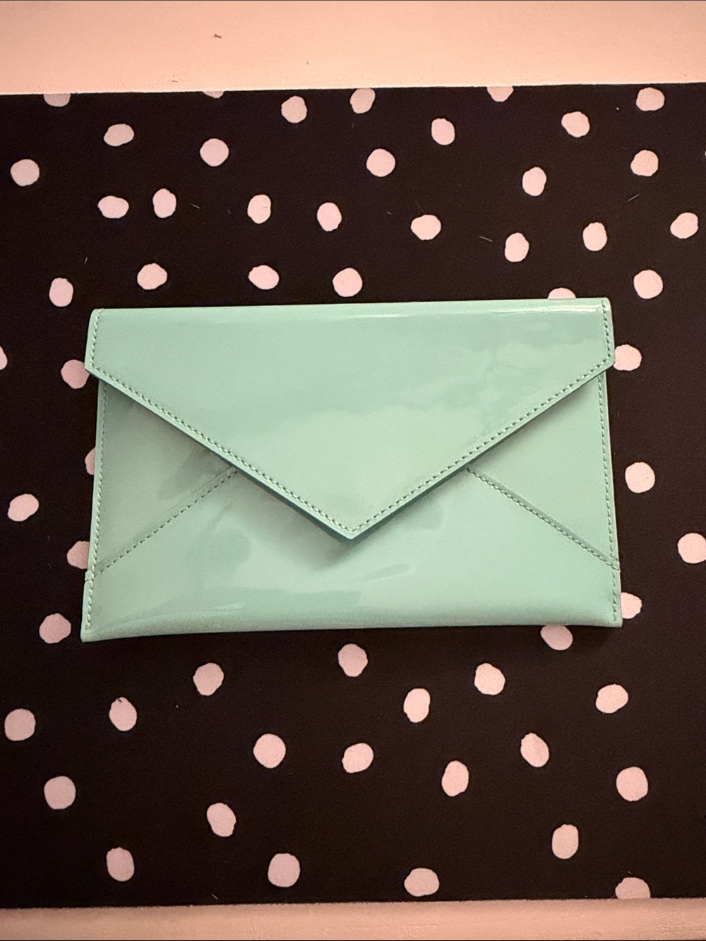 EUC Tiffany & Co. Robin Egg Blue Patent Leather Envelope Clutch with Dust Bag